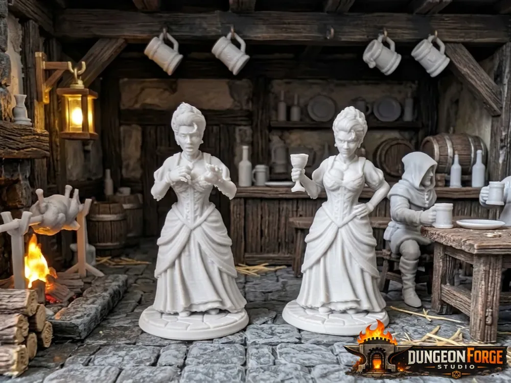 Miniatura D&D - Fantasía en miniatura de la mujer de la taberna, vista 1