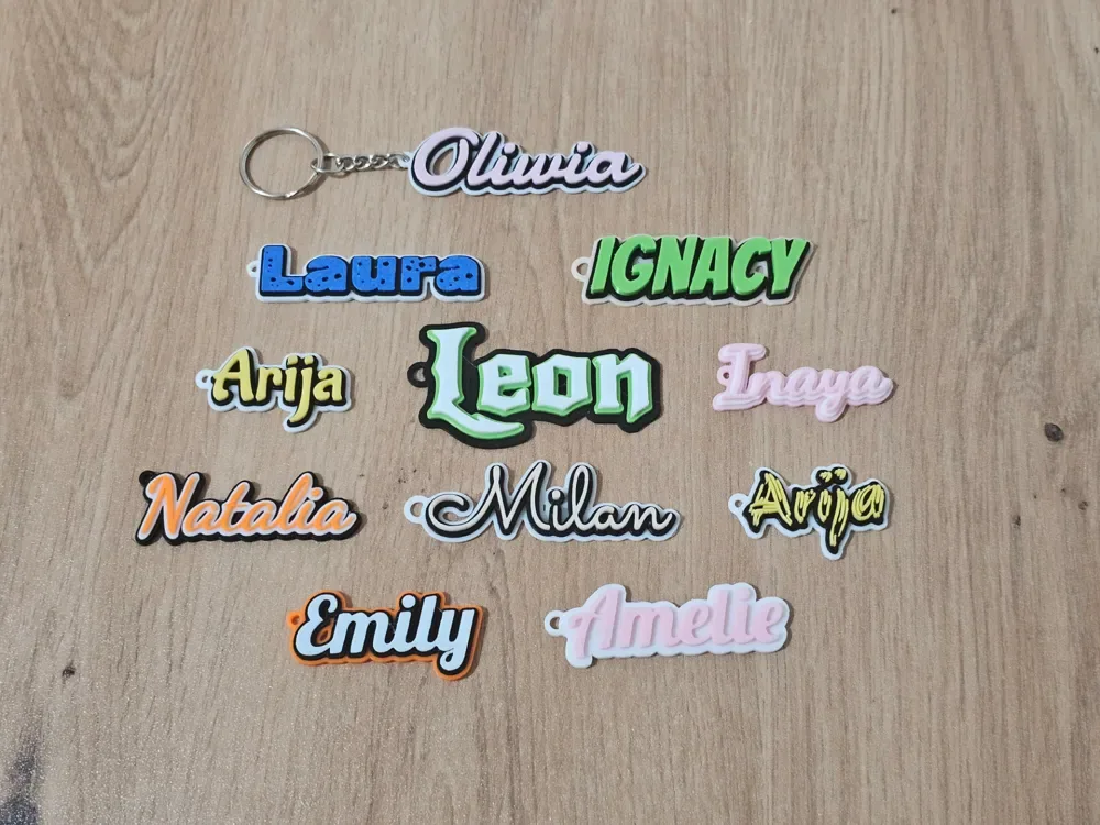 Llavero de nombre personalizable, etiqueta de nombre, vista 1