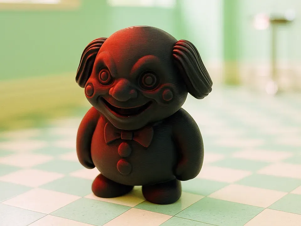 Payaso espeluznante de luz roja – sonrisa descarada, vista 1