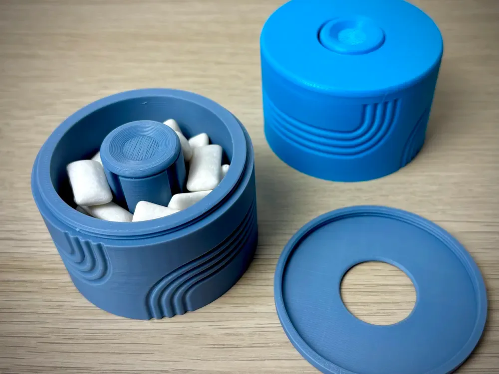 Dispensador de chicles · Botella de chicle · Caja de chicles para impresión 3D, vista 3