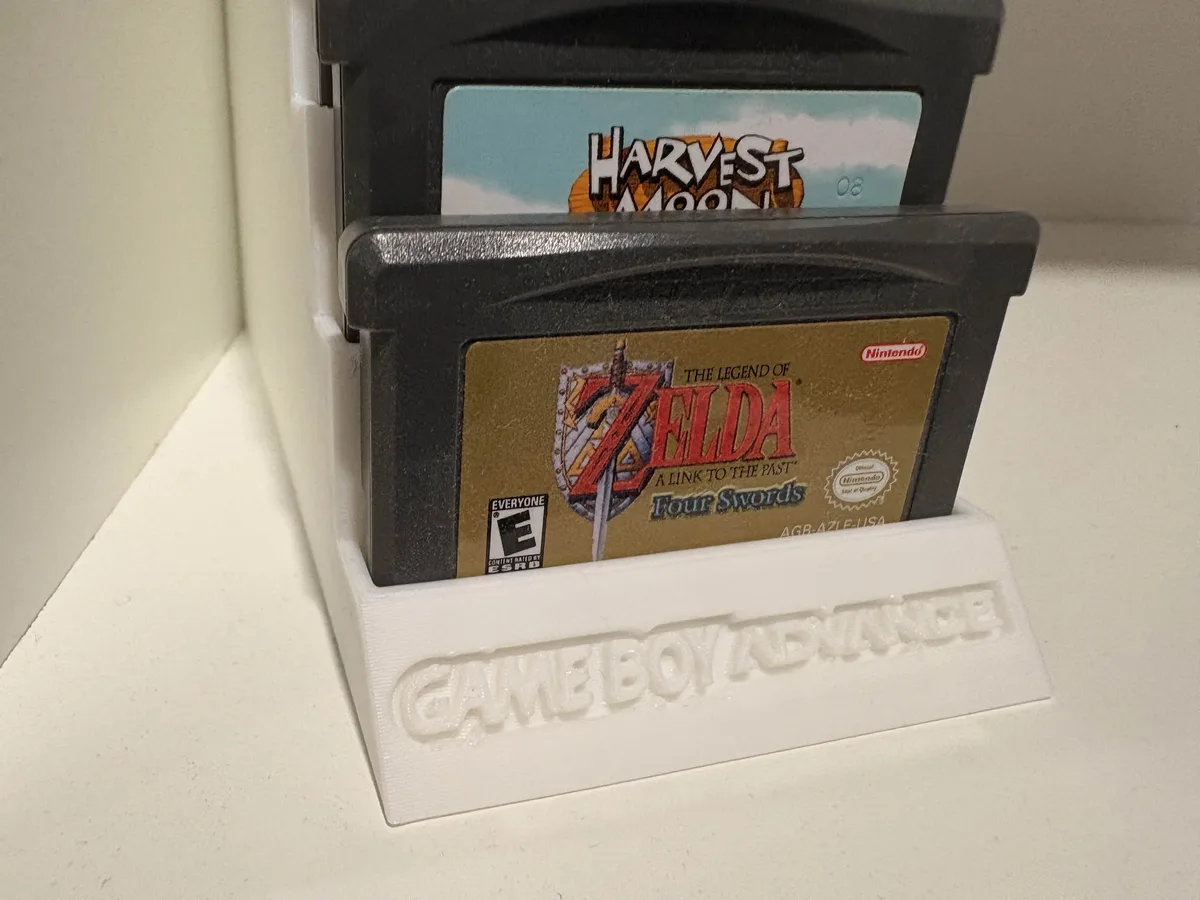 Soporte de exhibición de cartuchos de juego Gameboy Advance para impresión 3D, vista 3