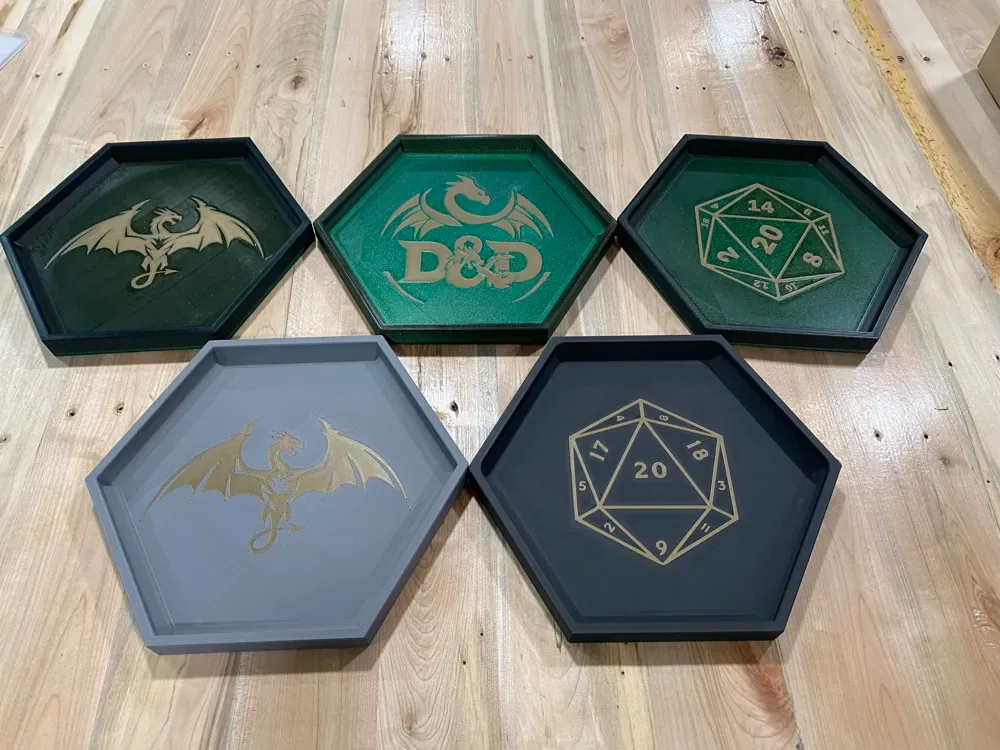 Bandeja rodante de dados de dragones y mazmorras para impresión 3D, vista 3