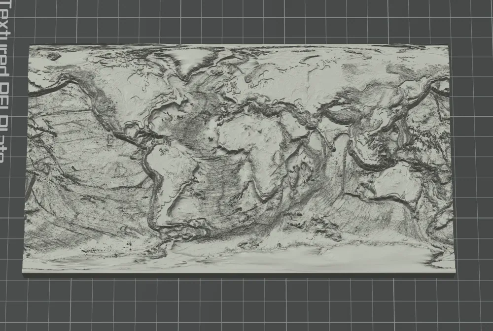 Mapa mundial: topografía y batimetría, vista 2