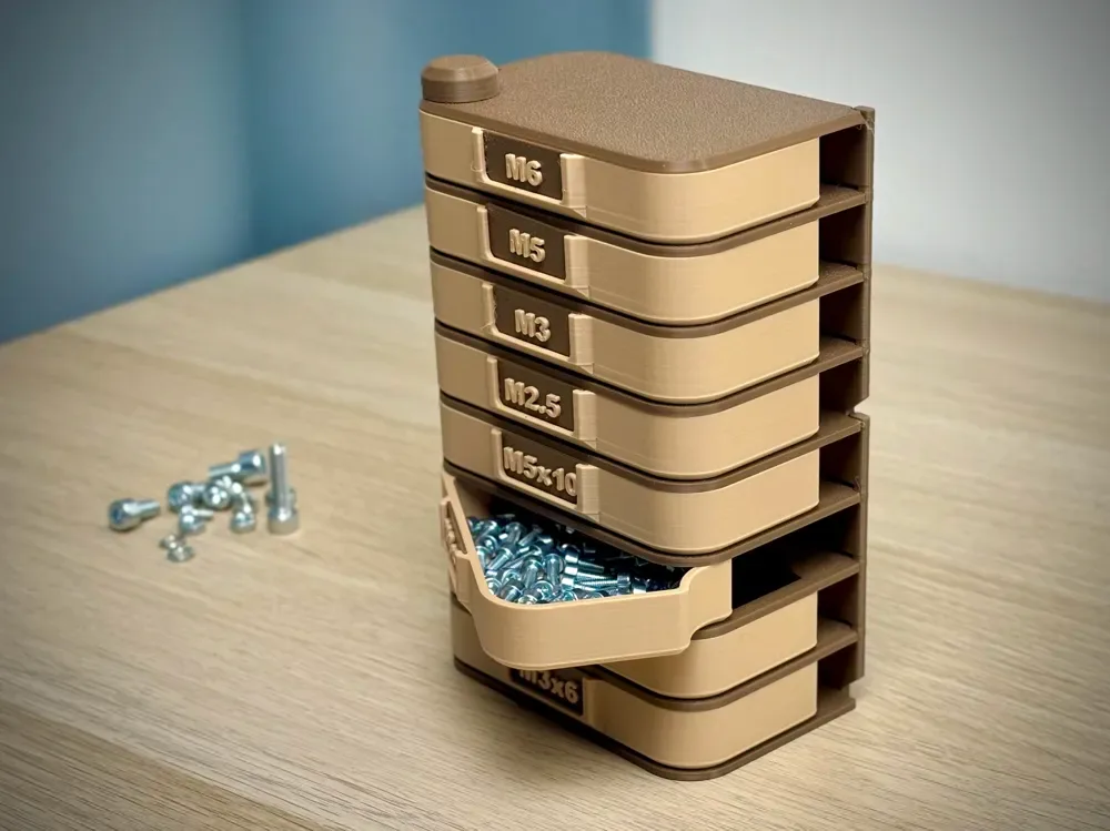 Organizador de torre de almacenamiento modular · Caja de almacenamiento para impresión 3D, vista 3
