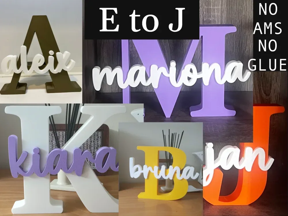 Inicial en capas y signo de nombre (E – J), vista 1