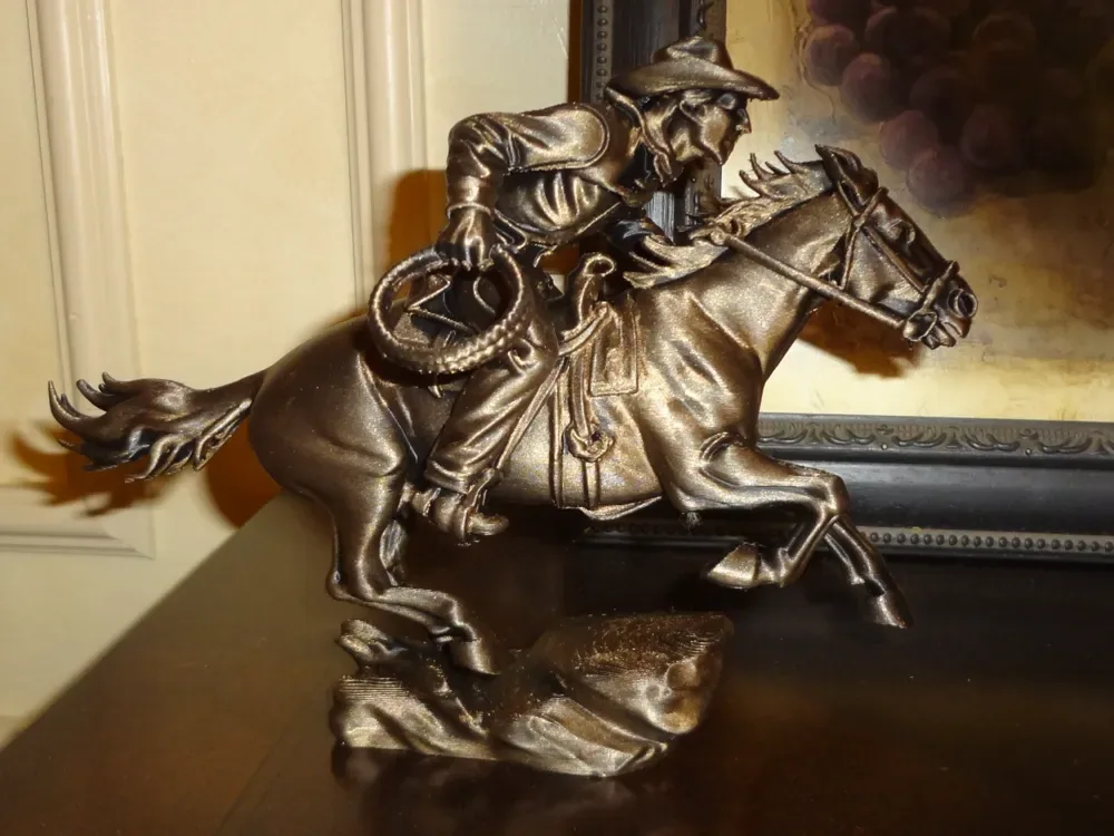 Figura de vaquero del Lejano Oeste de imitación de bronce, vista 1