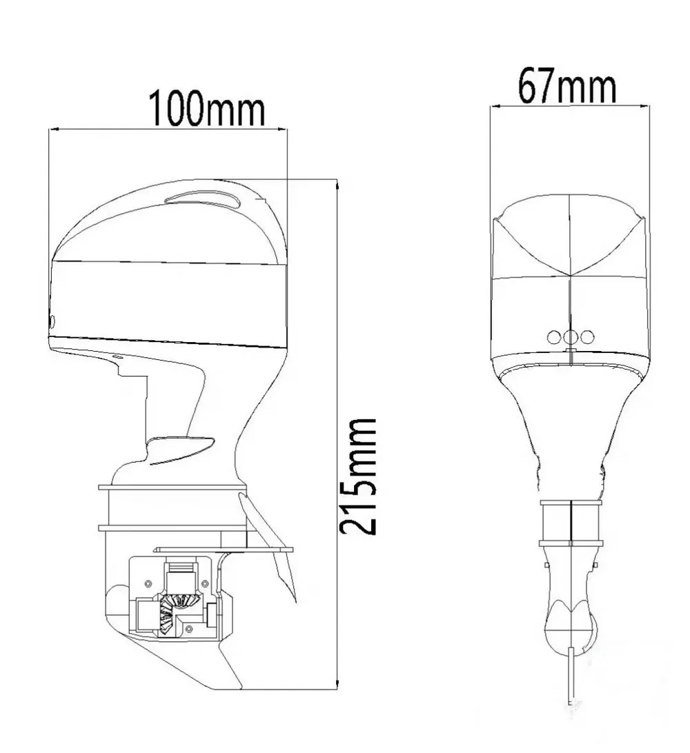 Motor fueraborda y sistema de propulsión para barcos RC, vista 3