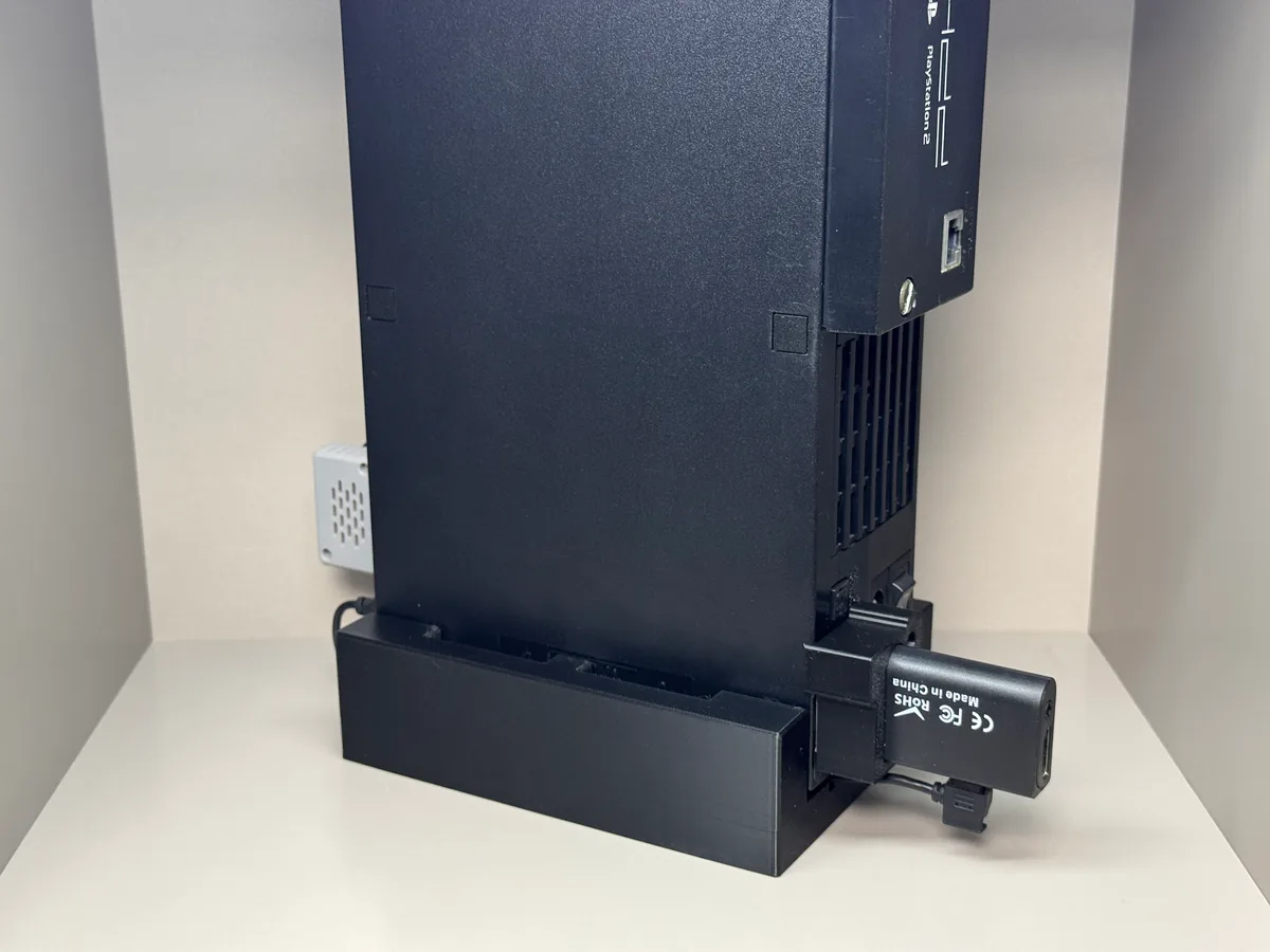 Soporte vertical Playstation 2 (Fat) para impresión 3D, vista 3