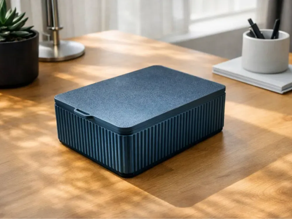 Caja de almacenamiento con tapa deslizante - Organizador con diseño acanalado para impresión 3D, vista 1