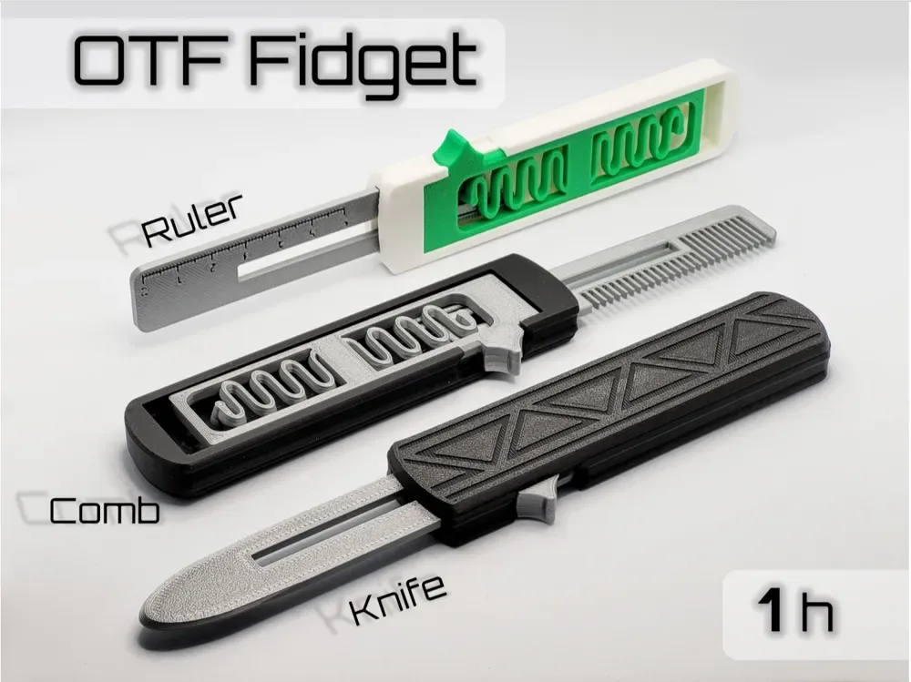 OTF Fidget Knife - Regla - Peine para impresión 3D, vista 1