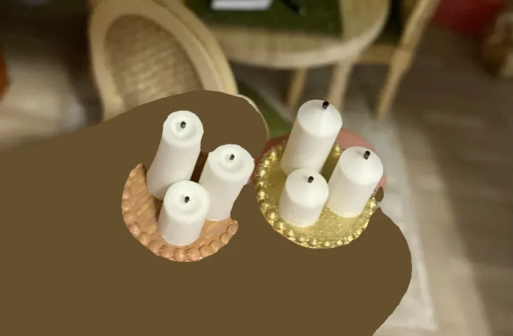 Miniaturas para casas de muñecas: velas y bandeja., vista 2