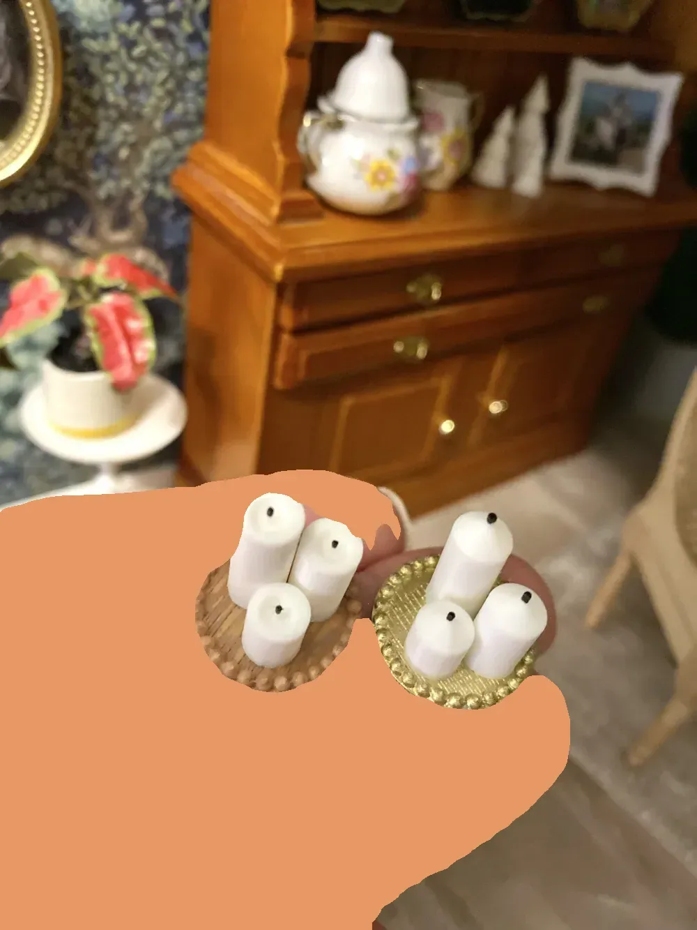 Miniaturas para casas de muñecas: velas y bandeja., vista 3