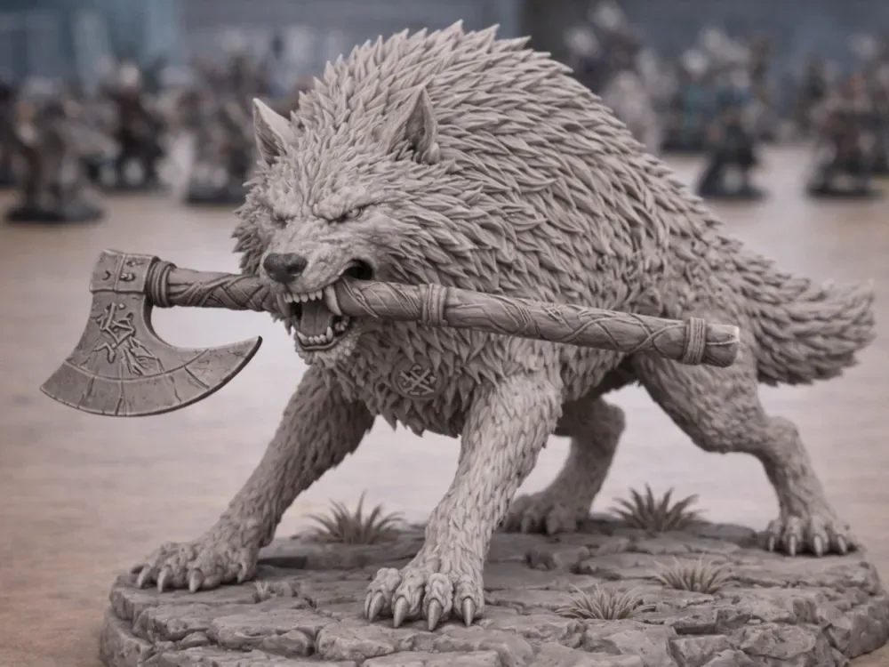 Lobo gigante – Miniatura de bestia con forma salvaje, vista 1