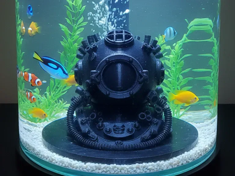 Exhibición del acuario del casco del buzo Steampunk, vista 1