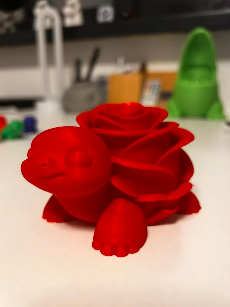 Tortuga de San Valentín sosteniendo una rosa – Lindo regalo, vista 2