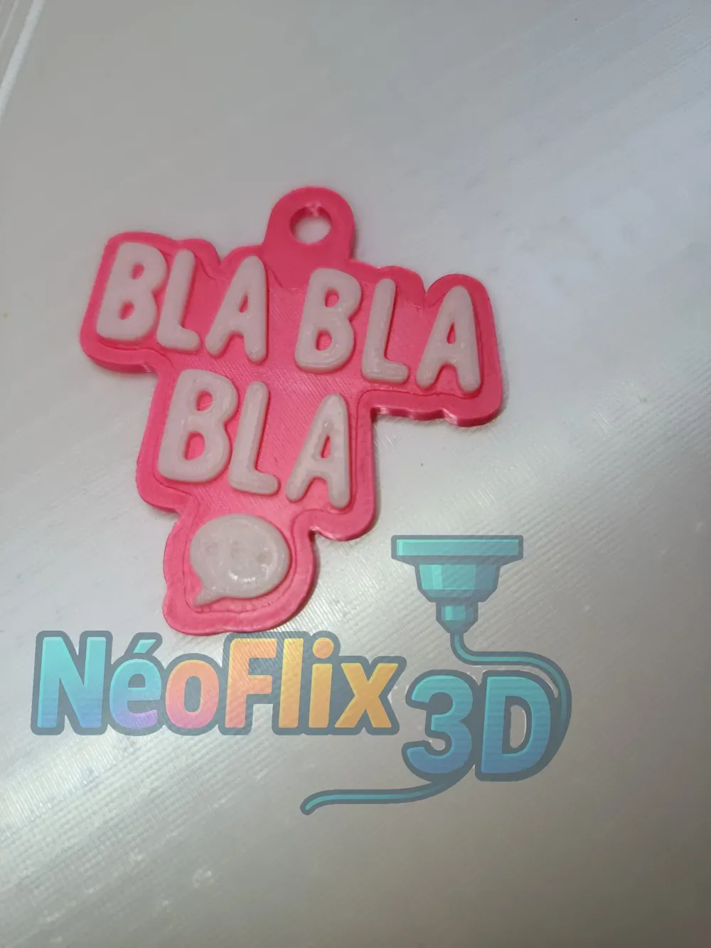 Bla Bla Bla – Llavero 3D del Día de San Valentín, vista 3