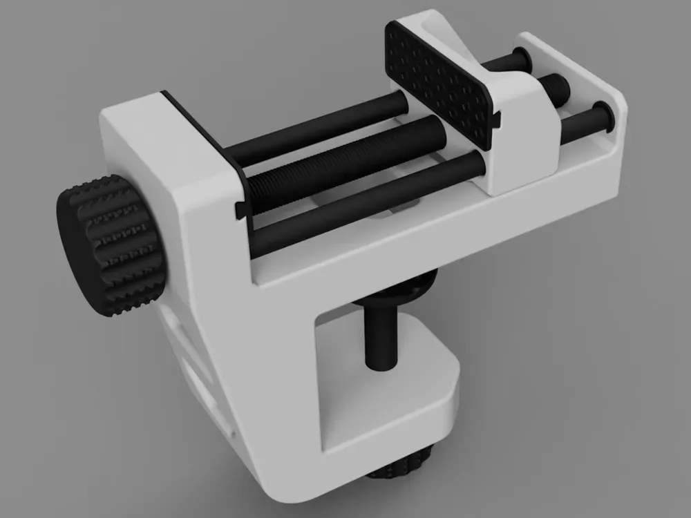 Tornillo de banco con abrazadera: totalmente imprimible en 3D para impresión 3D, vista 1