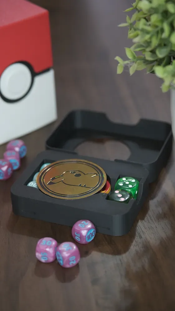 Caja de dados Pokemon TCG - Moneda gigante para impresión 3D, vista 3