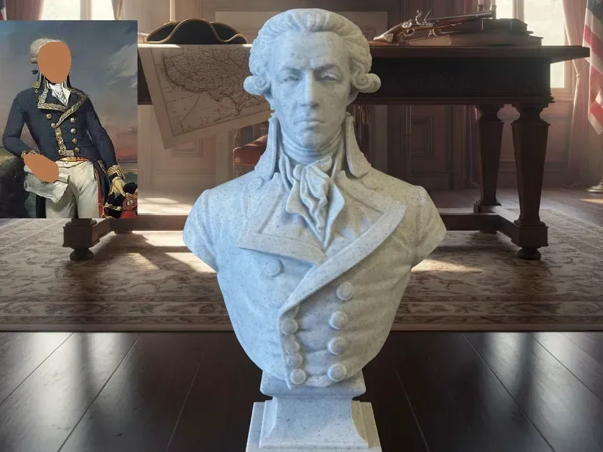 Gilbert du Motier, Marqués de La Fayette – Busto, vista 1