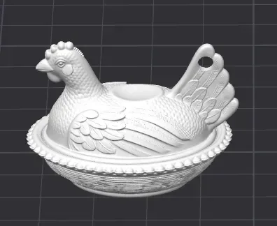 Llavero vintage de gallina en nido, vista 3