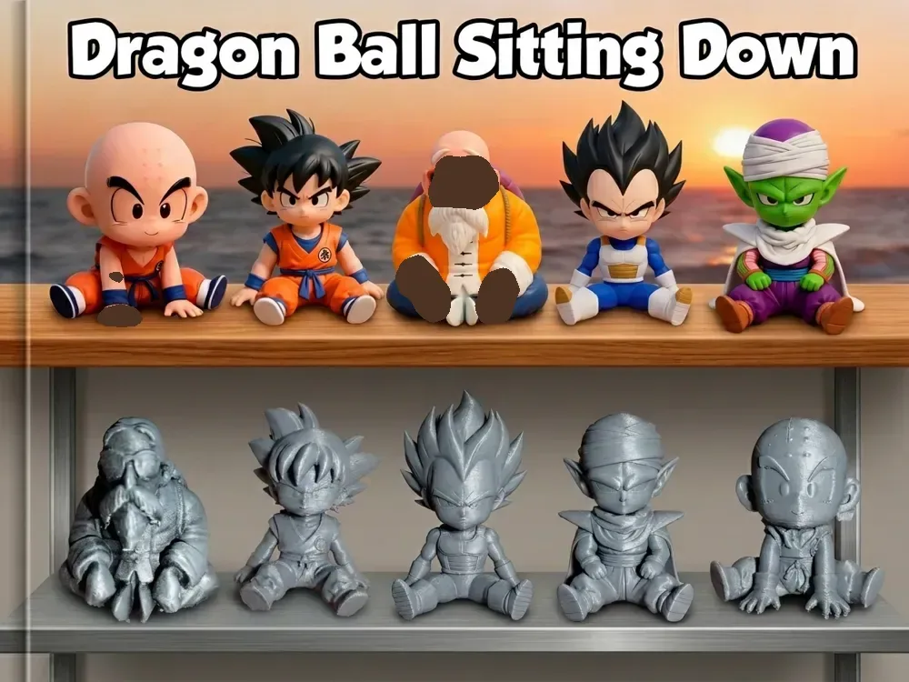 PERSONAJES SENTADOS DE DRAGON BALL, vista 1
