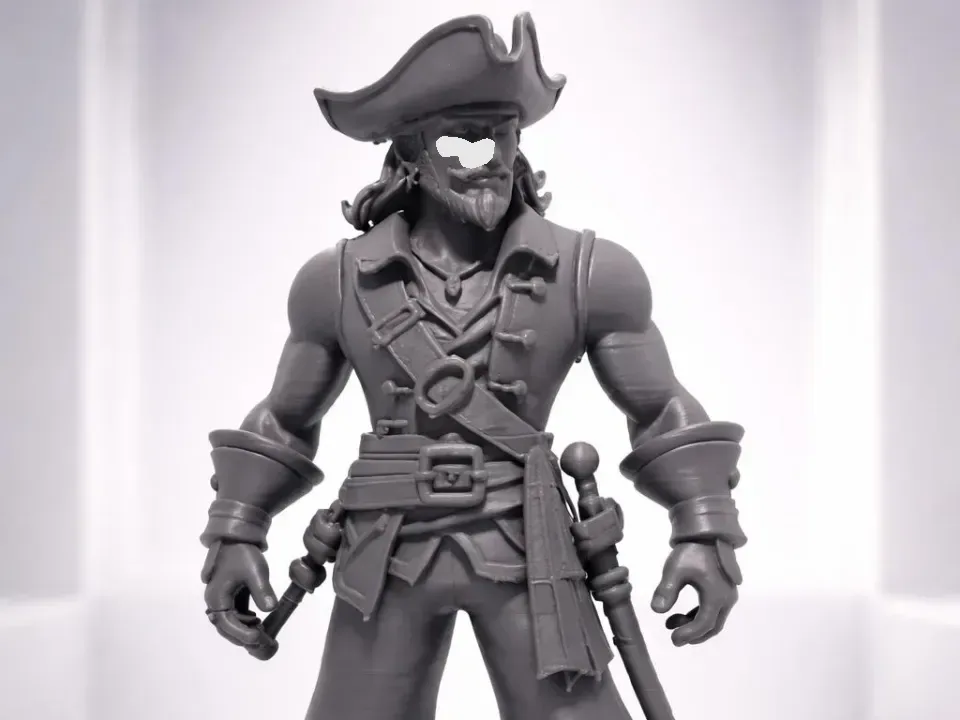 Figura de acción pirata imprimible en 3D muy detallada, vista 1