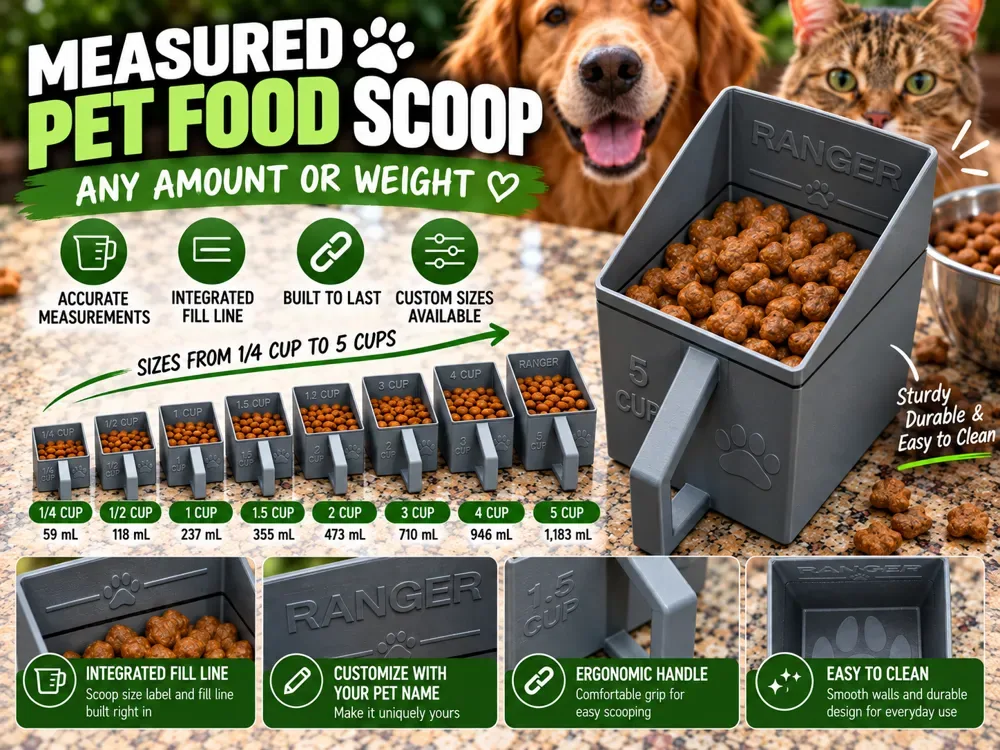 Cuchara de comida para mascotas medida: cualquier tamaño o peso, vista 1