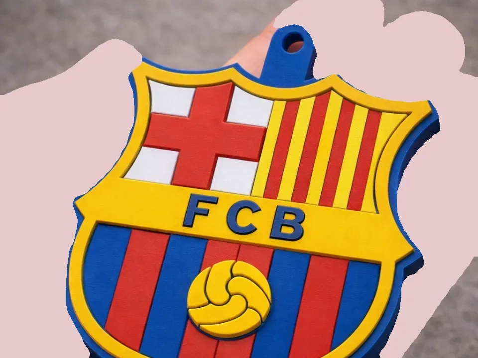 Abrelatas escudo del FC Barcelona 3D, vista 1