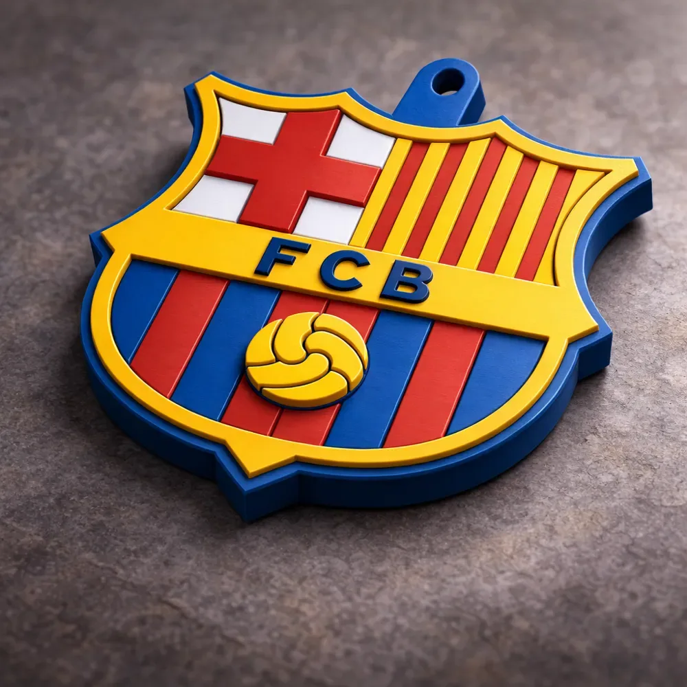 Abrelatas escudo del FC Barcelona 3D, vista 3