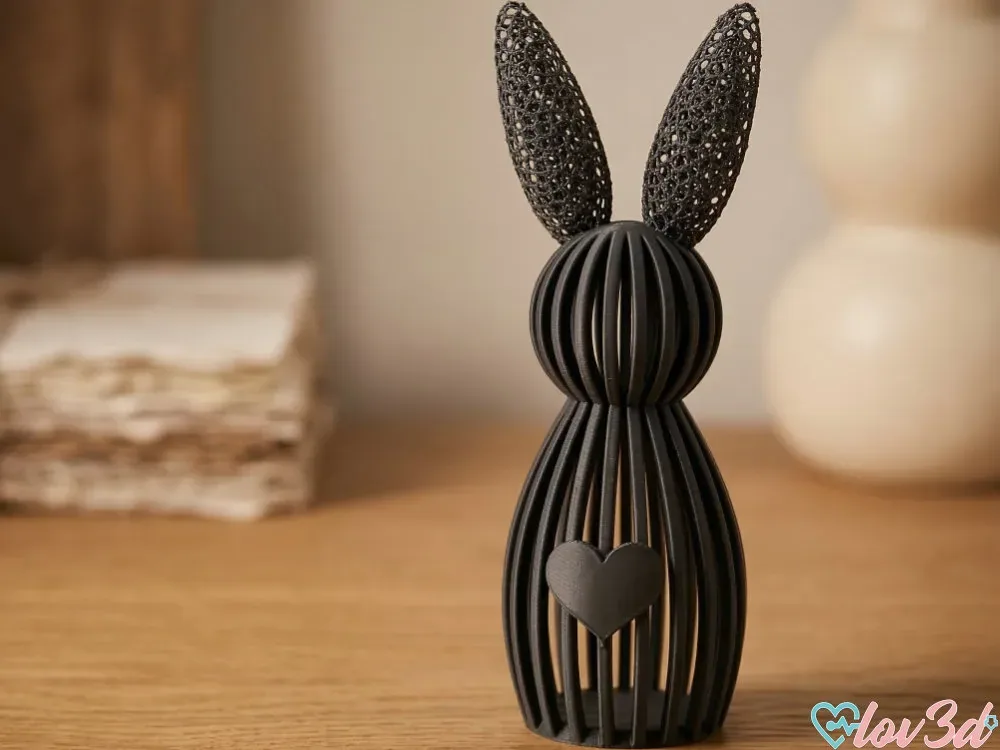 Conejito de Pascua moderno con orejas Voronoi, vista 1