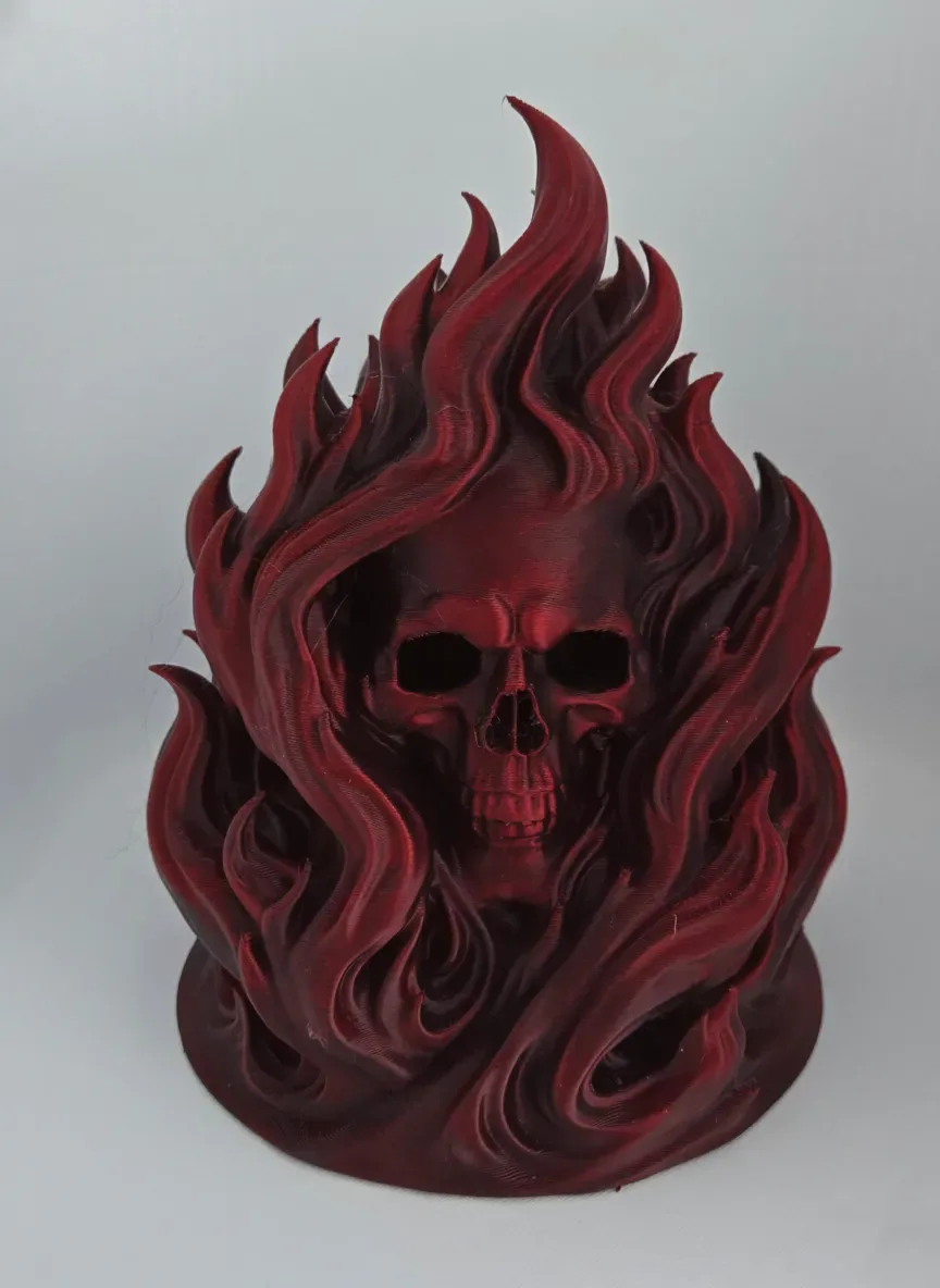 Escultura de calavera llameante - Pieza de exhibición de calavera, vista 2