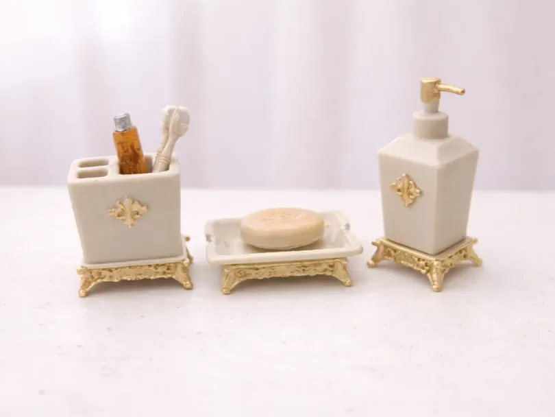 Set Decoración de casa de muñecas - Baño victoriano de lujo, vista 1