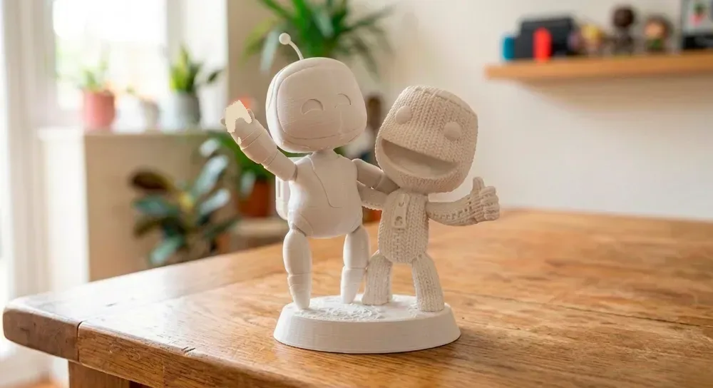 AstroBot Sackboy 3D Fan Art Dúo, vista 3