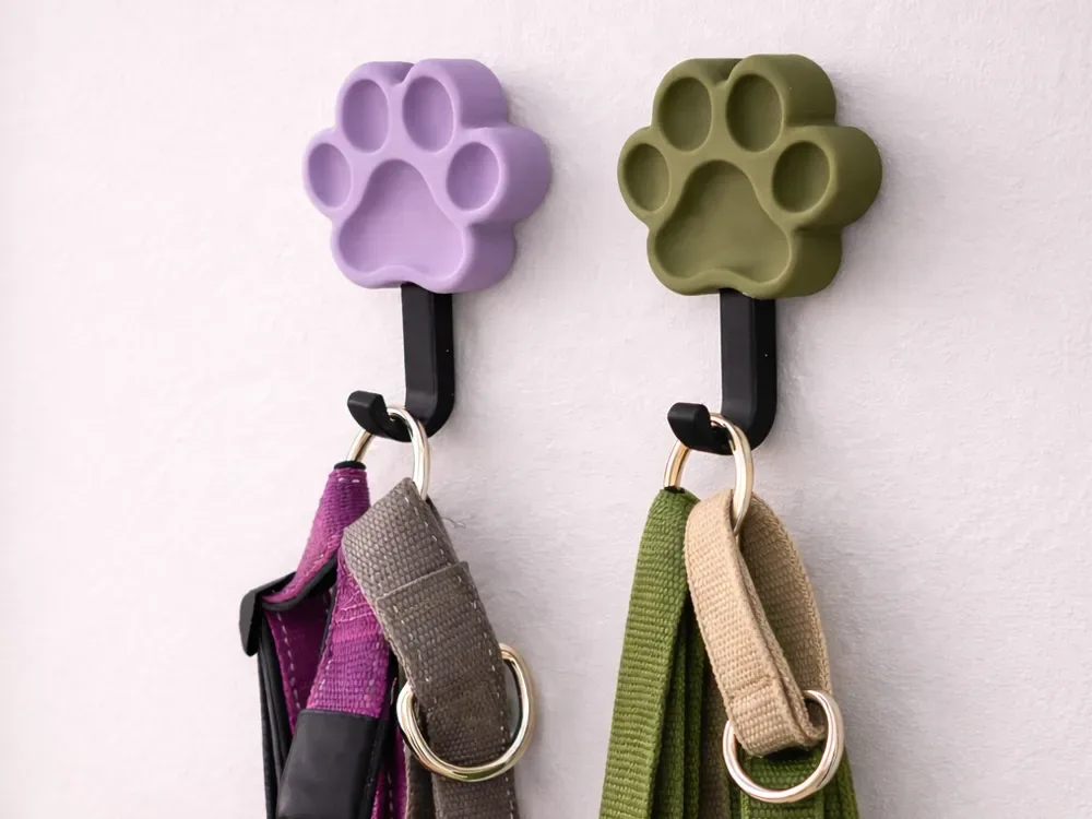 Gancho con estampado de pata de perro - Montaje en pared para impresión 3D, vista 1