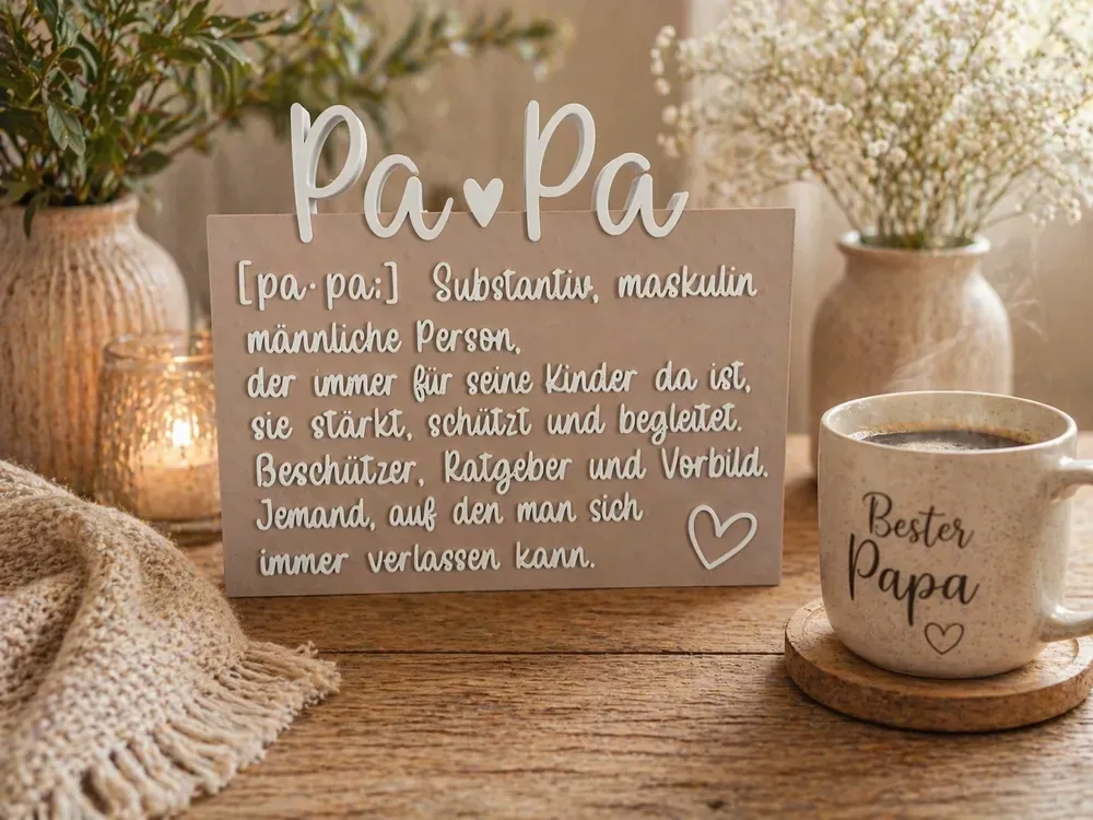 Cartel del Día del Padre Papa también en inglés y francés, vista 1