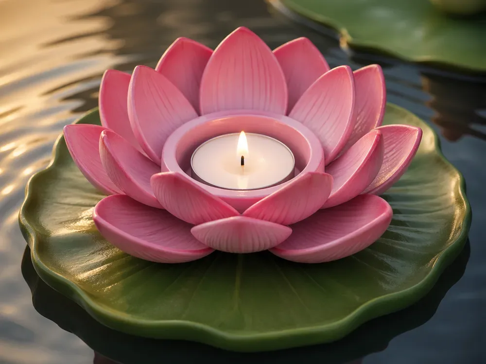 Resplandor de loto flotante – Exhibición tranquila de velas, vista 1
