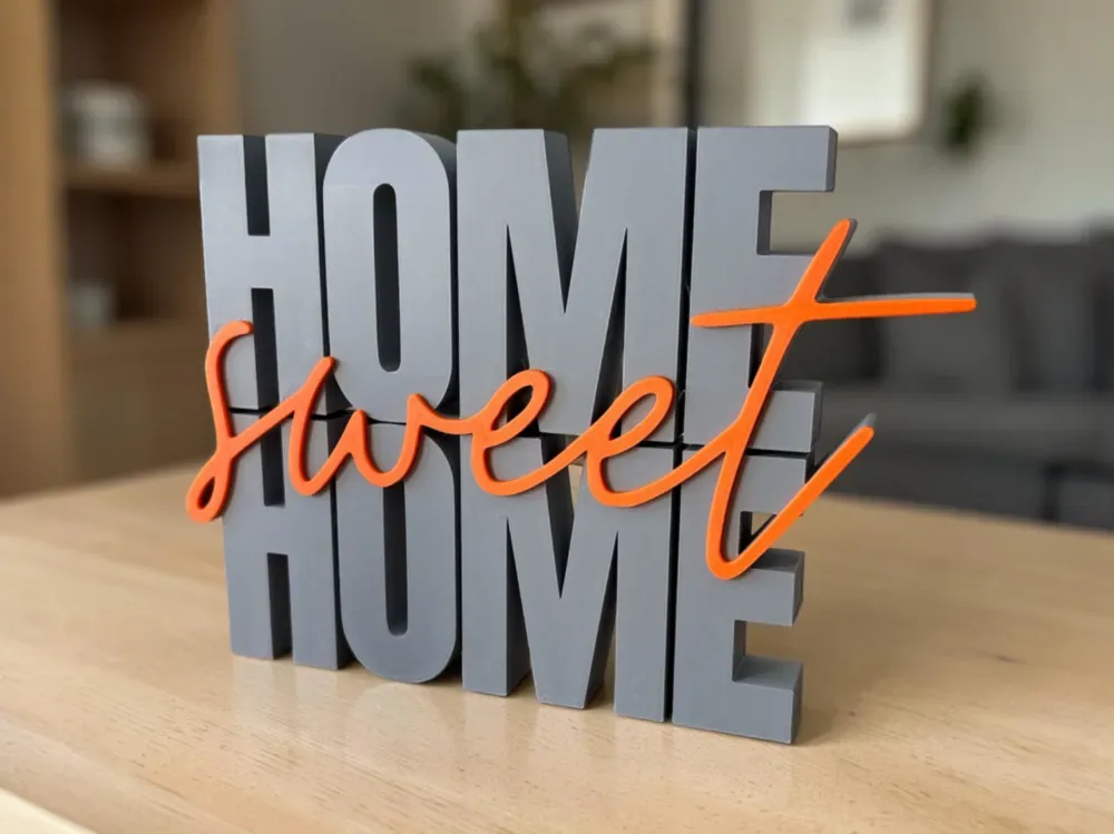 HOGAR, dulce HOGAR - Letras modernas en 3D, vista 1