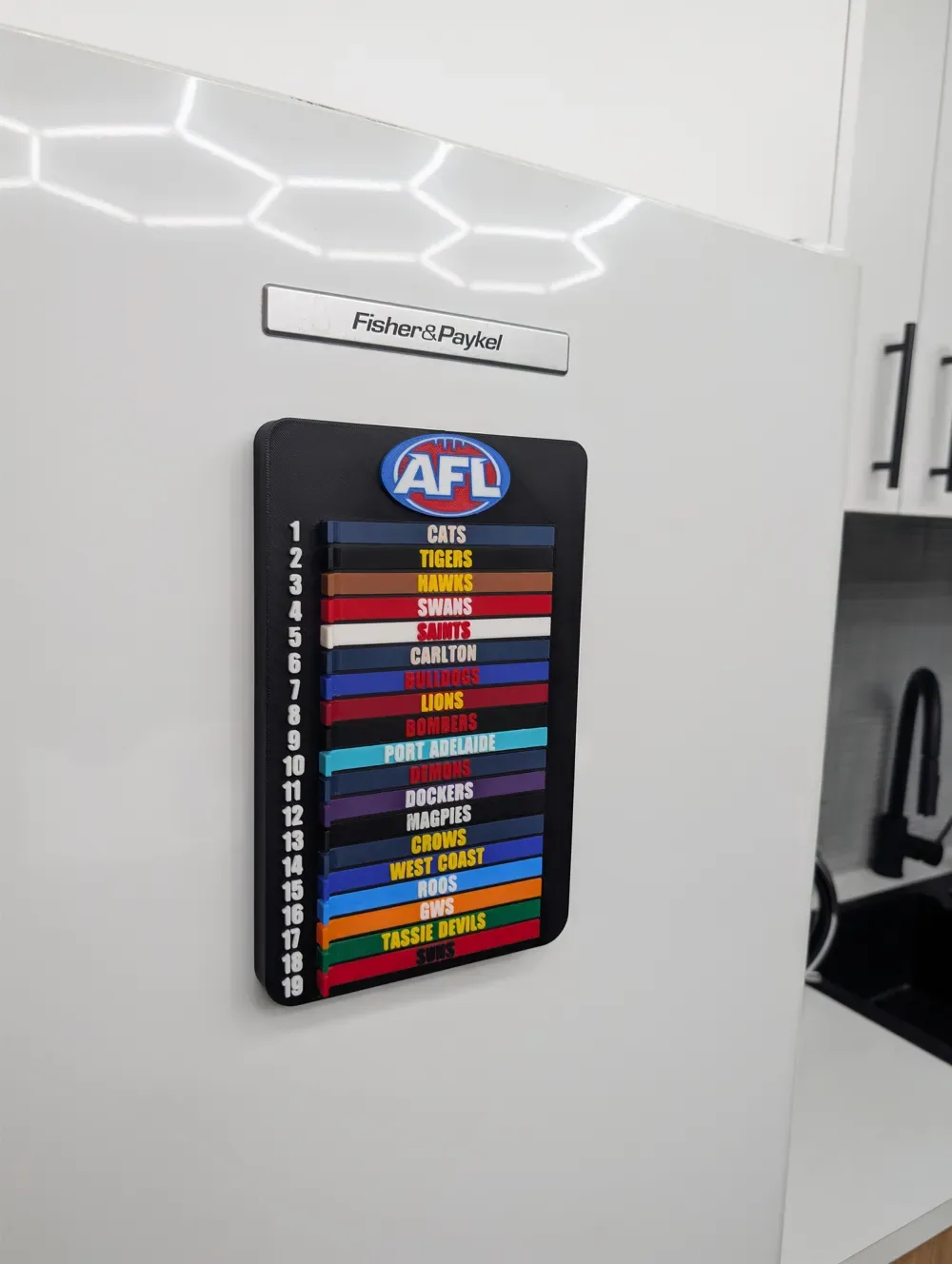 Escalera de seguimiento magnética de la AFL Footy League, vista 3