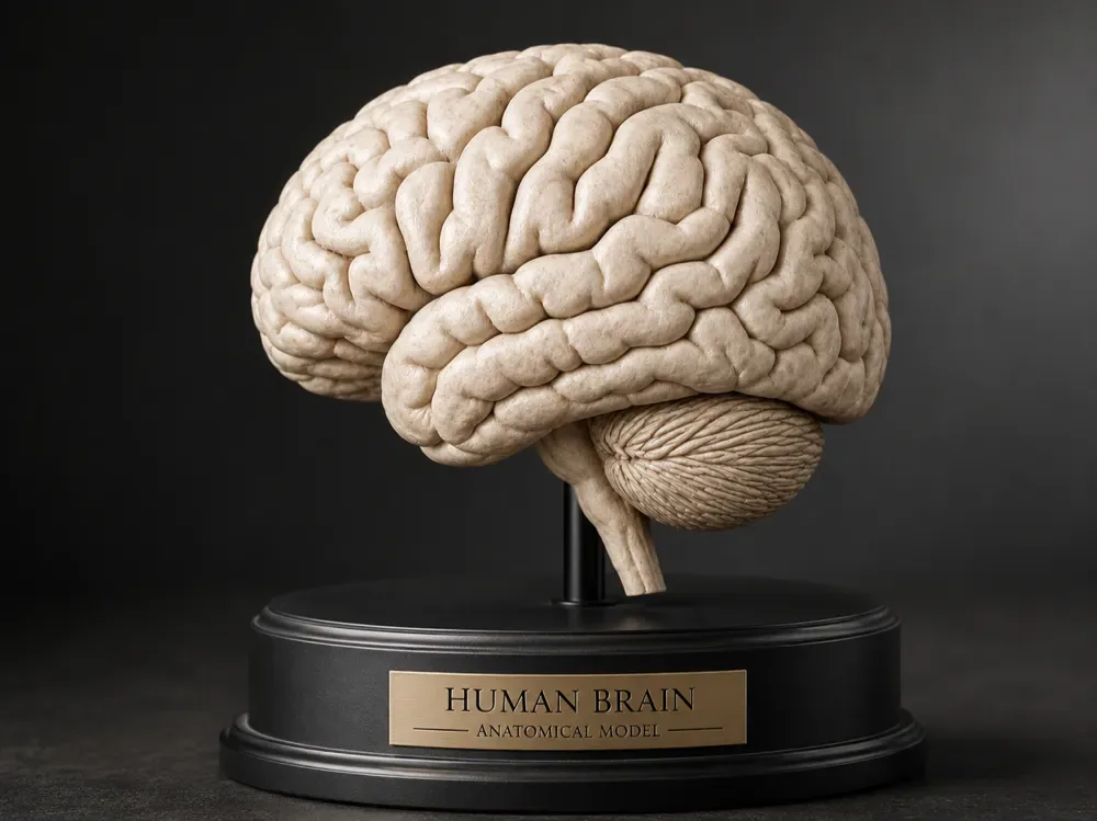 Modelo 3D de escultura cerebral anatómicamente precisa, vista 1