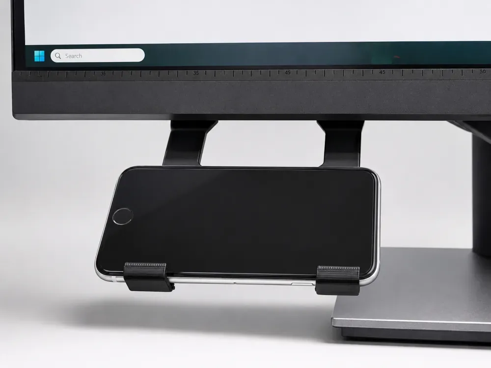 Soporte para teléfono debajo del monitor, vista 3