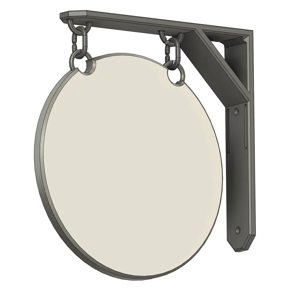 Letrero circular colgante con soporte de pared, vista 3