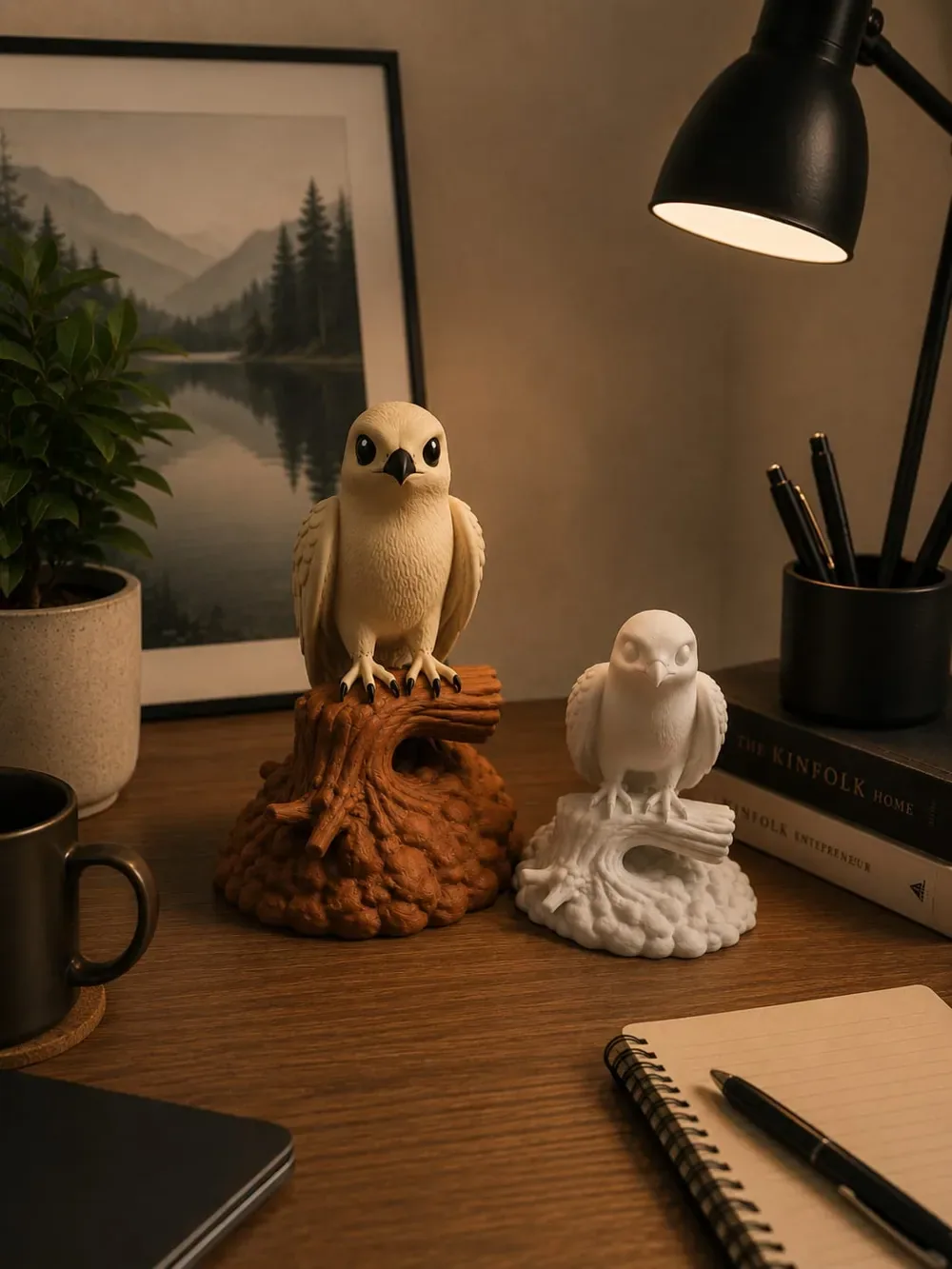 Lindo halcón decoración de escritorio estilo kawaii, vista 2