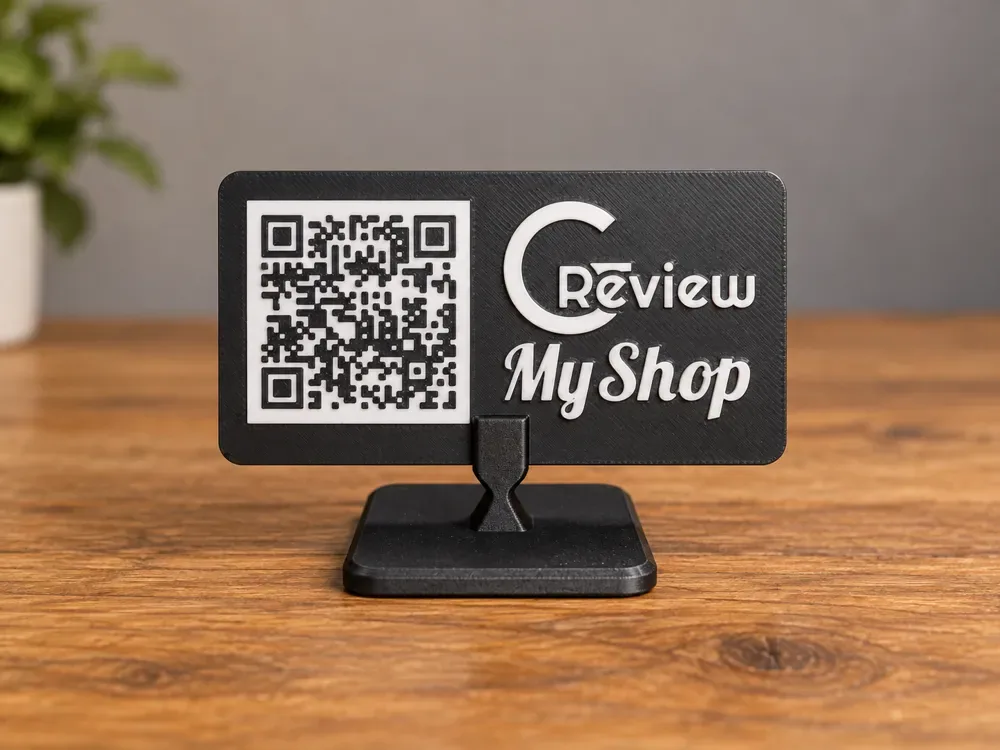 Código QR personalizable con soporte, vista 2