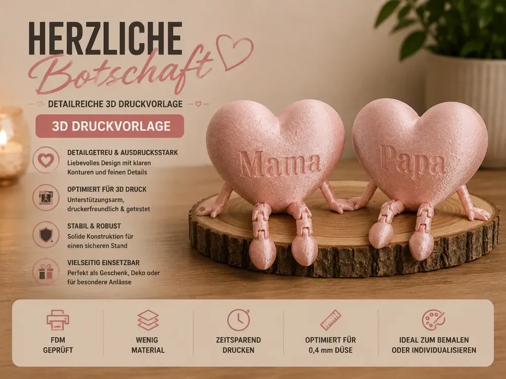 Mama & Papa Heart Buddies – lindo set decorativo, vista 1
