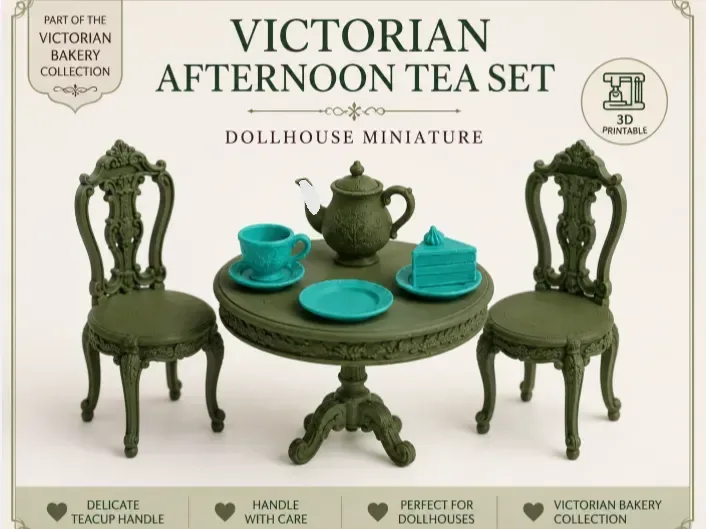 Juego de té de la tarde victoriano | Casa de muñecas en miniatura, vista 1