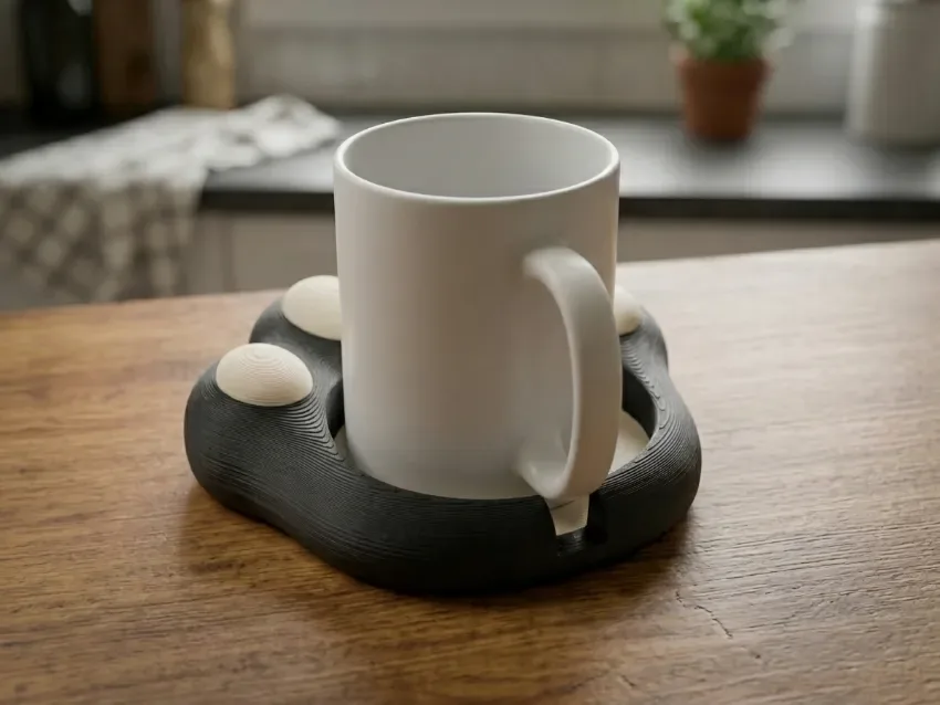 Lindo soporte para latas de taza con forma de pata de gato para impresión 3D, vista 2