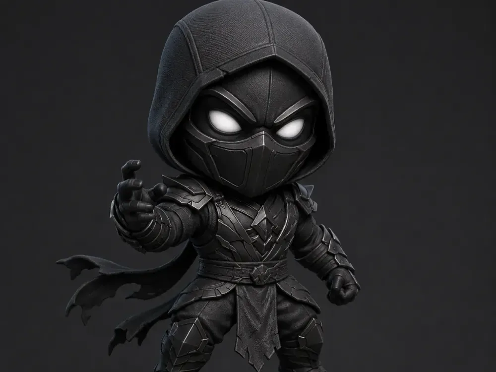 Chibi Noob Saibot - Figura linda de Mortal Kombat, vista 1