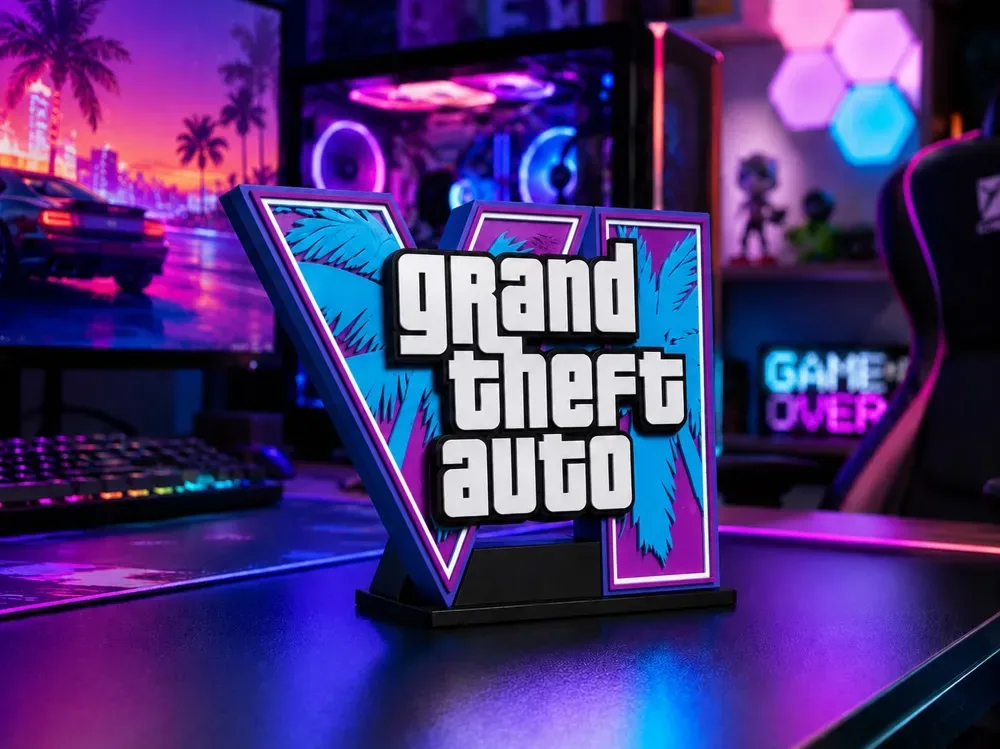 Logotipo de GTA VI con AMS y SIN AMS, vista 1