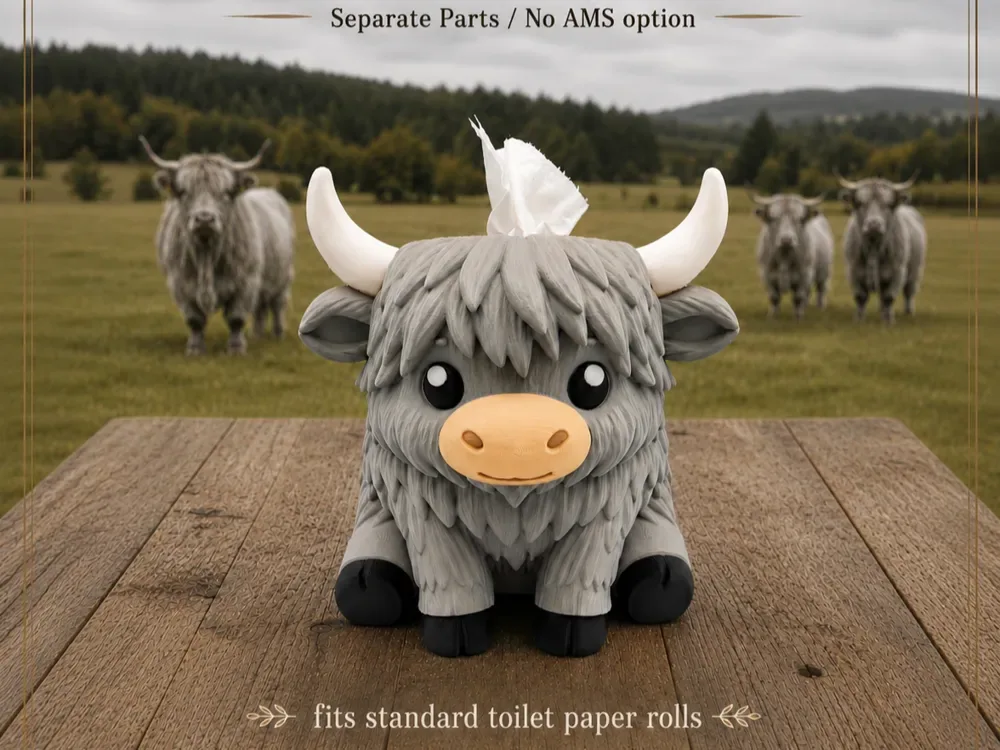 Dispensador de pañuelos de vaca Highland (piezas separadas), vista 1