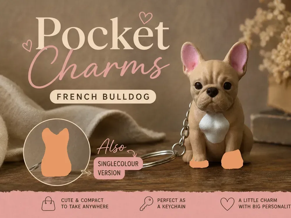 Encantos de bolsillo del llavero Bulldog Francés, vista 1